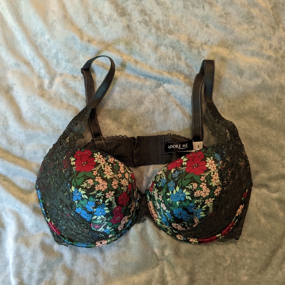 Floral and Lace Push Up Bra